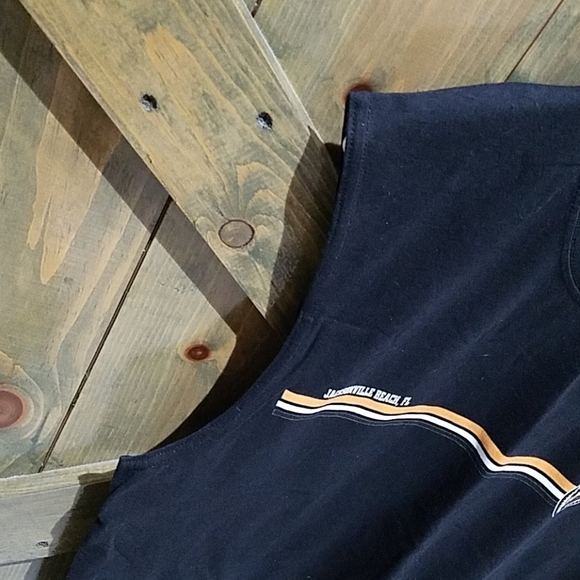 VINTAGE SLEEVELESS ISLAND PLANET BLACK TANK T-SHIRT EUC - Picture 5 of 7